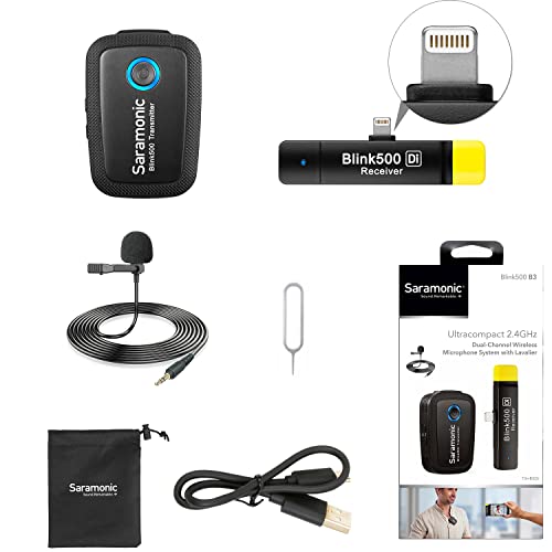 Saramonic Blink500 B3 Wireless Lavalier Microphones For Iphone Ipad Ios Devices Mfi Certification Noise Cancellation Mini Lapel Lightning Microphone Clip-On Mic For Video Recording Podcast Youtube #TOP5
