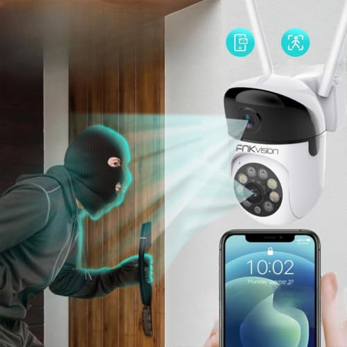 Image of Vision 8MP Full HD Security Camera, WiFi Enabled, 355 Panoramic View, Smart AI Detection, Waterproof, Voice Intercom, Mobile App Control, for Home Office Store Surveillance