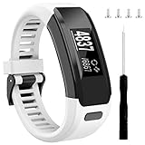 Wizvv Compatible Bands Replacement for Garmin Vivosmart HR, with Metal Buckle Fitness Wristband Strap,White