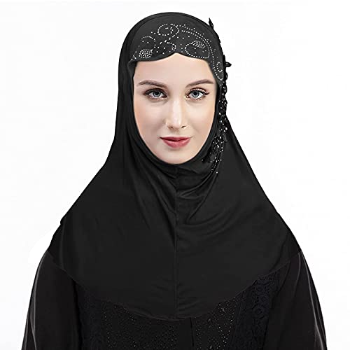 IPENNY Womens Floral Crystal Hijab Scarf Breathable Muslim Hijab Islamic Scarf Shawl2