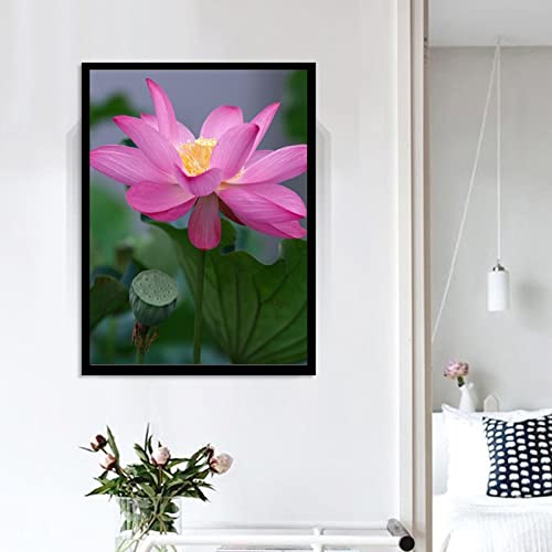 Broderie diamant Lotus XXL pour salon | Kit DIY 5D peinture par numéro décoration murale maison