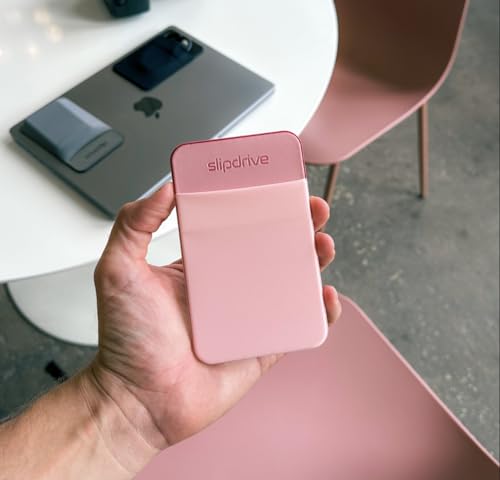 Image of Slipdrive - Portable Hard Drive Case for Laptop - SSD Solid State Drive - Reusable Adhesive - Stick to External Hard Drive Carrying Case - Bag (Small, Pink)