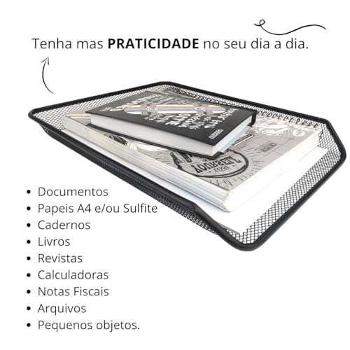 Markys Store - Bandeja Organizadora Multiuso Mesa Escritório Preta - Kit 30un