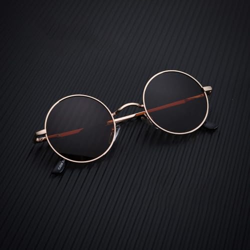 Round Sunglasses for Men Women Retro Metal Hippie Circle Polarized Sun Glasses 3 PACK3