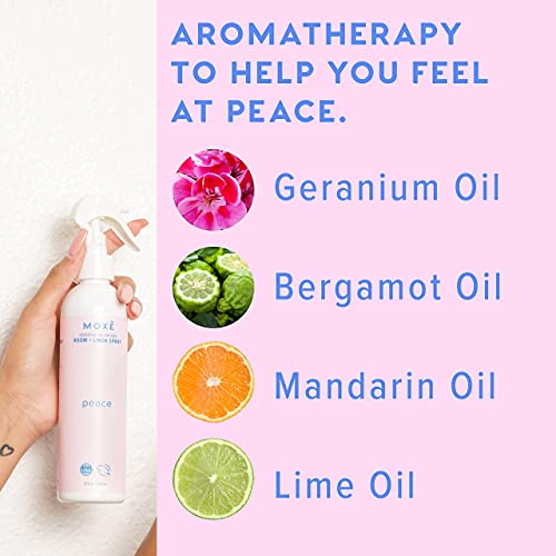 Moxē Peace Linen & Room Spray, Zen-Ful Essential Oils, Natural Aromatherapy Mist, Home & Bedroom, Office, Furniture, Bedding, Pillows, Sheets, Bergamot, Lime, Mandarin, Geranium, 8 Ounces (1 Pack) #TOP2