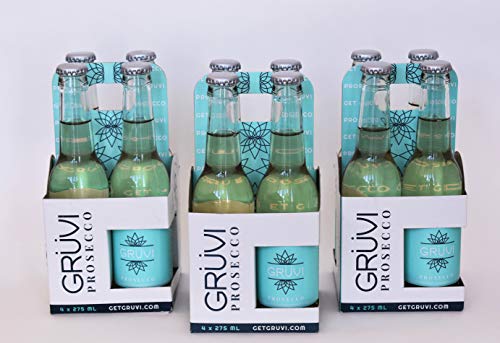 Gruvi Non-Alcoholic Prosecco, 50 Calories, 12 Bottles, 0% ABV, Non Alcoholic Sparkling Wine, Zero Alcohol Wine,