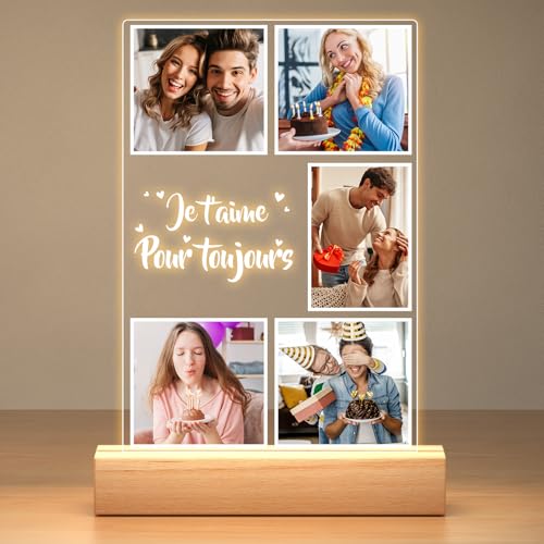 Bulaient Cadre Photo Personnalisé, Cadre Personnalisé avec Photo, Lampe Personnalisée avec Photo, Cadeau Anniversaire Femme, Cadeau Personnalisé pour...