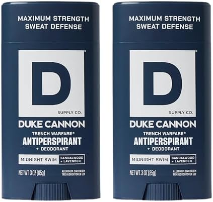 Duke Cannon Men's Antiperspirant Deodorant, Midnight Swim, 3 oz, 2-Pack