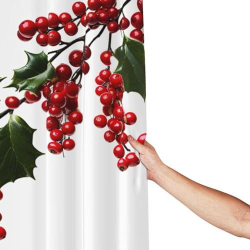 Rideau de douche imperméable et lavable motif houx avec œillets renforcés - 8