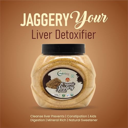 Image of Nutriorg Organic Jaggery Powder 1.4Kg (Pack of 6 * 700g) | Certified Organic Gud | Unrefined & Chemical-Free Natural Sweetener| No Preservatives | Premium Sugarcane Jaggery Powder