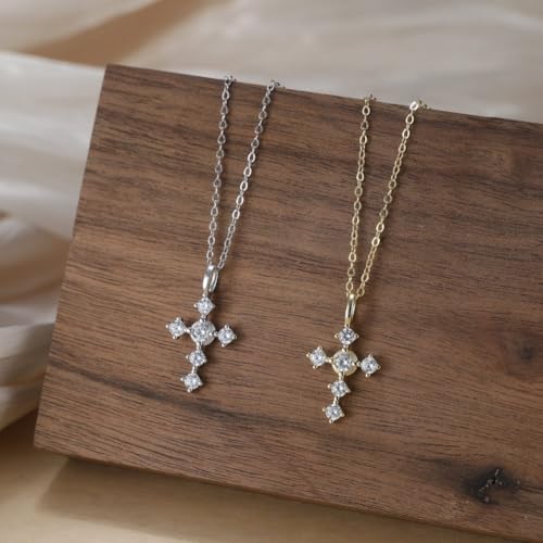 Collier croix femme plaqué or 14K pendentif délicat - 5