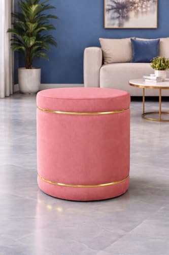 Image of Pouffes Sitting Stool for Living Room, Puffy Wooden Ottoman | Round Pouffe for Living Room & Bedroom | Pouf for Office & Home Decoration & Modern Seating Stool (Gajri)