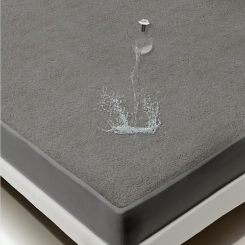 Image of Maximus Premium Double Bed Waterproof Mattress Protector Cover | Breathable Terry Cotton Bed Protector, Double Bed (72 X 60, Grey)
