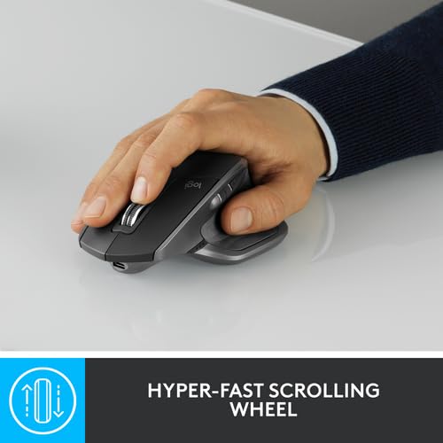 Image of Logitech MX Master 2S Bluetooth Edition Wireless Mouse, Multi-Surface, Hyper-Fast Scrolling, Ergonomic, Rechargeable, Connects Up to 3 Mac /PC Computers