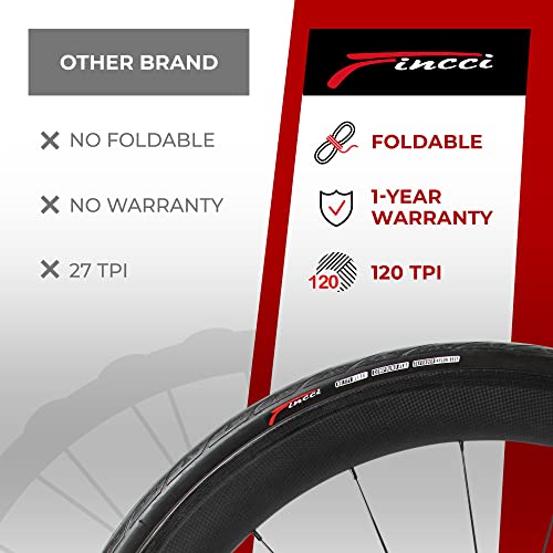 Fincci Pair 700 X 25C Tire Foldable 120 Tpi For Racing Touring Cycling All Season Bicycle - Pack Of 2 Road Bike Tires 700X25C #TOP2