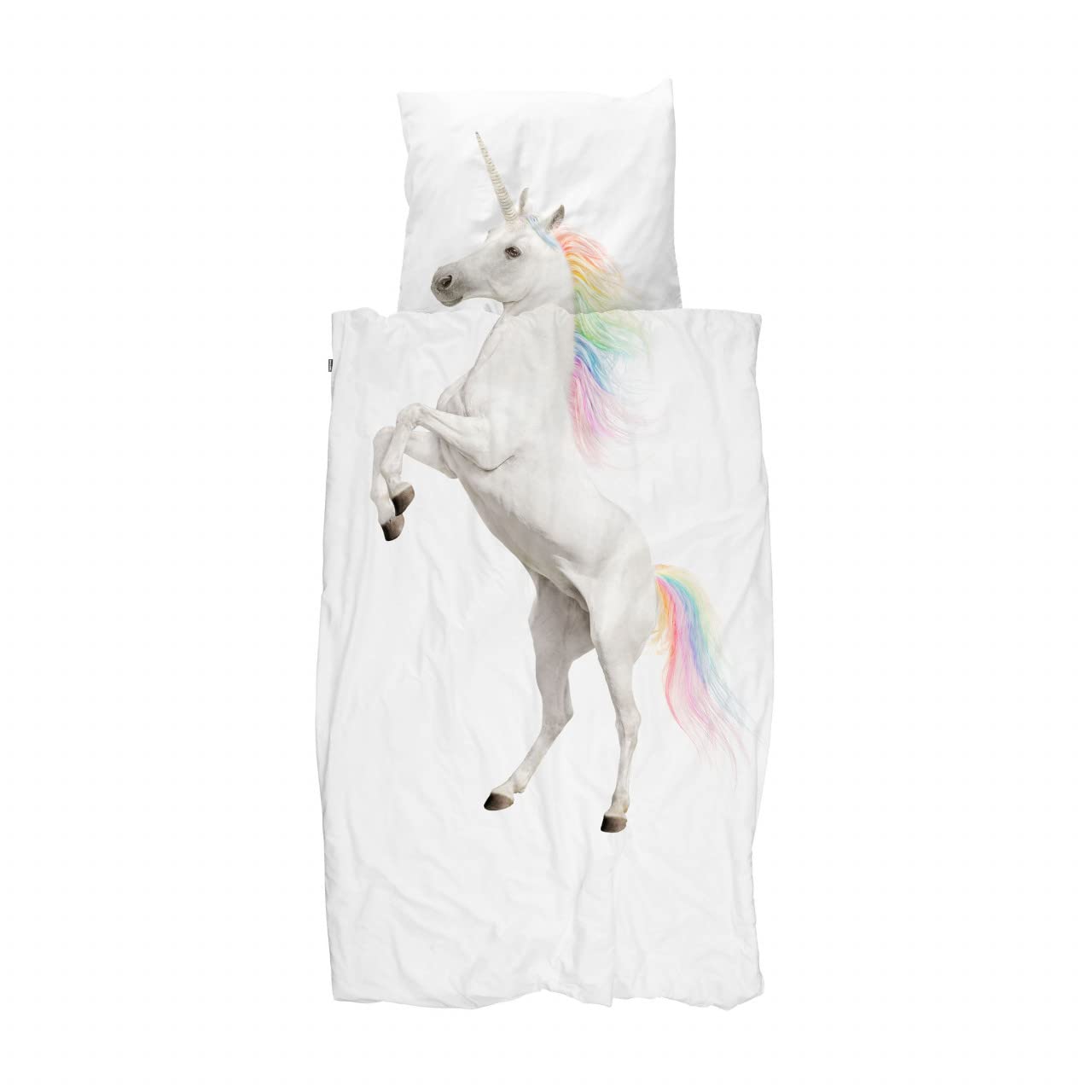 Snurk Manta de Ropa de Cama de 135 x 200 cm y Almohada de algodón de 80 x 80 cm con Motivo Unicornio.