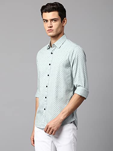 Image of Dennis Lingo Men's Grey Slim Fit Cotton Casual Shirt