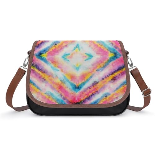 Sac à main pour femmes en cuir motif tie dye et sa bandoulière amovible