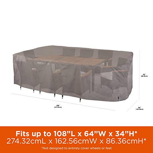 Modern Leisure 3005 Garrison Waterproof Table and Chairs Cover - Rectangle (64 D x 34 H x 108 W inches), Heather Grey