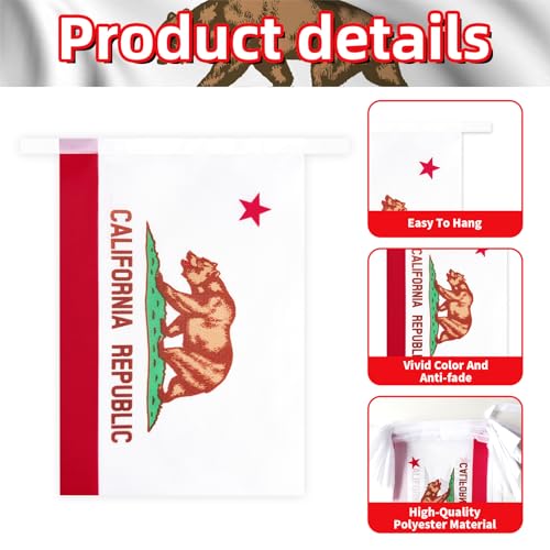 Image of 32.8 ft California Flag Banner, 30 Pcs Mini State String Flags, Red White Green Bear Bunting for California Day, Parades, Western Parties, Home, Garden, and Outdoor Decorations