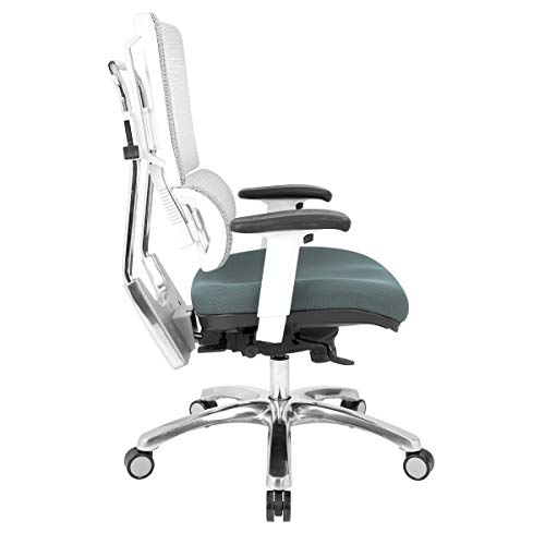 Office Star Pro X996 Fully Adjustable Manager's Office Chair With Lumbar Support, White Mesh Back, Polished Aluminum Base And Grey Mesh Seat #TOP1
