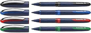 Schneider One Business pióro kulkowe (odporne na dokumenty o grubości 0,6 mm i końcówka Ultra-Smooth, Made in Germany), 4 sztuki, czarne, niebieskie, czerwone, zielone