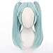 maysuwell Anime Light Blue wigs Anime Two pigtail wig Female Long Straight wig for Women High Temperature Synthetic Fiber wig Halloween,Christmas,Comic con,Costume Party,Live stream