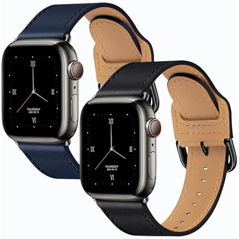 POWER PRIMACY Leather Bands Compatible with Apple Watch Band 49mm 45mm 46mm 44mm 42mm 41mm 38mm 40mm, Genuine Leather Strap Compatible for Women Men iWatch Ultra SE Series 9 8 7 6 5 4 3 2 1 Cover