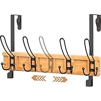 Bamboo Door Towel Coat Rack with 4 Adjustable Tri Hooks