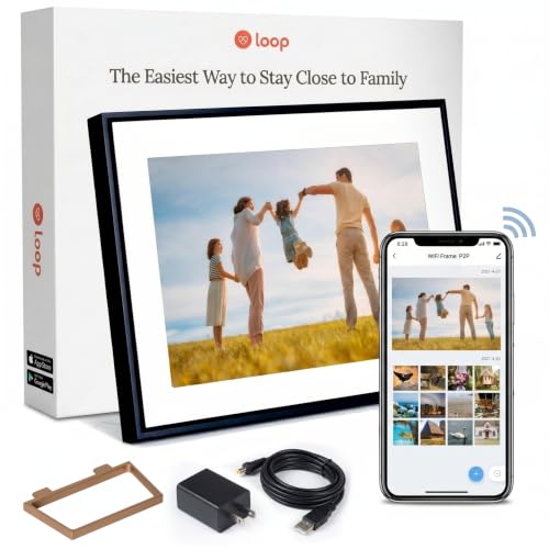 Loop Wi-Fi Digital Picture Frame with Touch Screen 10-Inch Digital Photo Frame for Home Text Message and App Photo Sharing User-Friendly Digital Frame Gift for Family