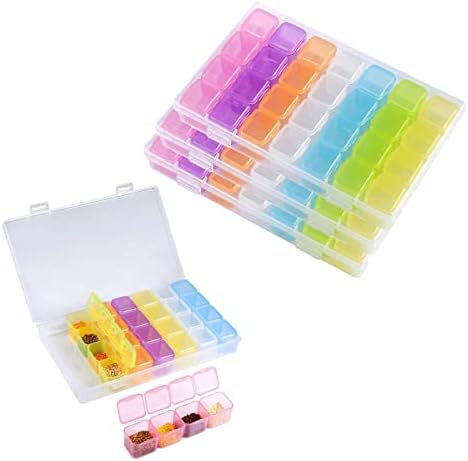 Diamond Embroidery Box, FOME 3 Pack Colorful Diamond Painting Storage Box Containers Each with 28 Mini Compartments Grids Mosaic Kits Accessories Storage Box and Cross Stitch Tools for DIY Art Craft
