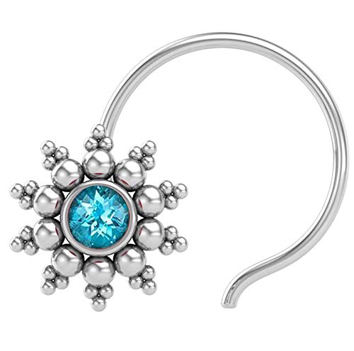 JSAJ BLUE TOPAZ Stone Nose Pin Wire Nose Pin in Pure 92.5 Sterling Silver For Girls Womens (B094NZFJ7W) Amazon Price History, Amazon Price Tracker