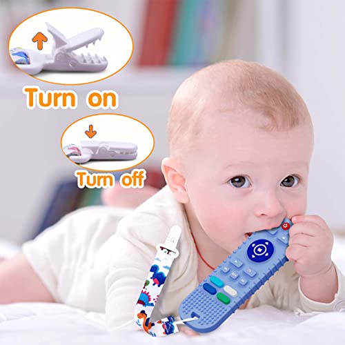 Scuwtocn 2 Pack Silicone Baby Teething Toys, Remote Control Shape Teething Toys For Babies 6-12 Months, Bpa Free Baby Teethers Relief Soothe Toys, Baby Chew Toys For Toddlers Boy Girl- Blue & Black #TOP4