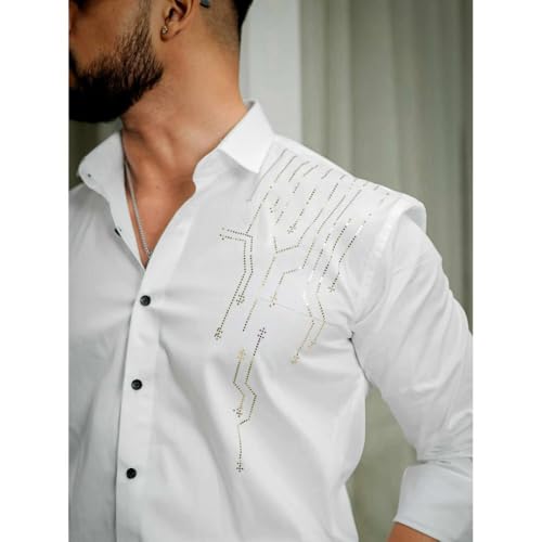 Image of Foomer Stylish Men Club Wear Satin Cotton Shirt | Regular Fit Full Sleeve Shirt for Mens & Boys | Lightweight & Breathable | Shirts for Office, Casual, Party | Available Sizes S to 2XL