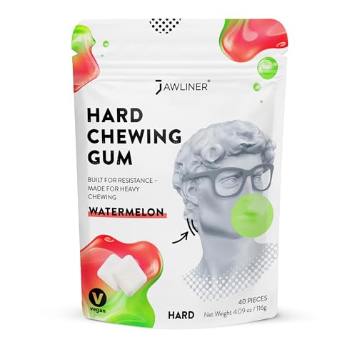 Jawliner Kiefer-Trainingskaugummi Harter Kaustand für das Jawline-Workout Kaugummi für Kieferkraft & Gesichtstraining Jaw Trainer für Männer & Frauen Wassermelone 40 Stück