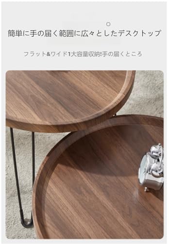 折りたたみ ローテーブル ミニ 丸テーブル 北欧スタイル オリジナル ウッドカラー コーヒーテーブル 防水 防湿 切り傷防止 リビングルーム 書斎 バルコニーに簡単設置 (40*40*38CM,くるみいろ) [4]