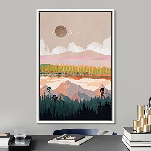SIGNFORD Pastel Mountain Landscape Canvas Print for Living Room, Bedroom, Office - 16"x24" White
