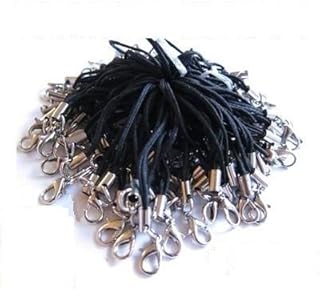 CKB LTD 100x Black Cell Phone Charm Lanyard CKB04115 0.7mm Cords With Lobster Clasp - Wholesale