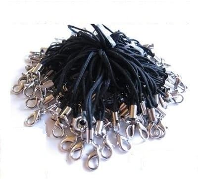 CKB LTD 100x Black Cell Phone Charm Lanyard CKB04115 0.7mm Cords With Lobster Clasp - Wholesale