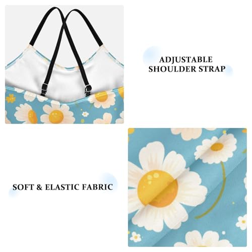 Polka Dots and Tender Chamomile Flowers Kids Girls 1 Piece Swimsuit Summer Swimming Suits with Adjustable Straps3