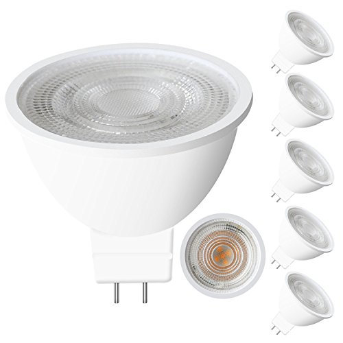 Banord 6 Pack MR16 LED Bulb GU5.3 Warm White Spot Lights, LED MR16 3000K Landscape Bulbs,5 Watt LED Replacement for MR16 50W Halogen Bulbs, 12V Display Lights Track Recessed Down Lighting