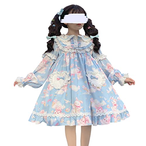 Vestido Kawaii Teens Lolita Princesa Azul Mediano
