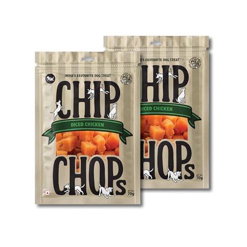 Image of Chip Chops Diced Chicken Dog Treat, Easily Digestible, Healthy Dog Treat, Perfect for Snacks, Suitable for All Dog Breeds, Each 70gm (Pack of 2)