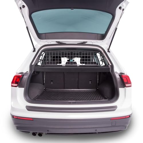 Travall Hundegitter für Volkswagen Tiguan (2016-2024) Fahrzeugspezifisches Hundegitter, Kofferraumschutz für Hundetransport, Gepäckschutz, Robustes Stahlnetz Auto Hundesperre