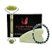 Natural Jade Roller For Face with Gua Sha Scraping Anti Aging Beauty Tool Set - Skin Rejuvenating Facial Eye Anti Wrinkle Jade Roller Massager Bundle - with Bonus Jade Bracelet and Face Roller E-book