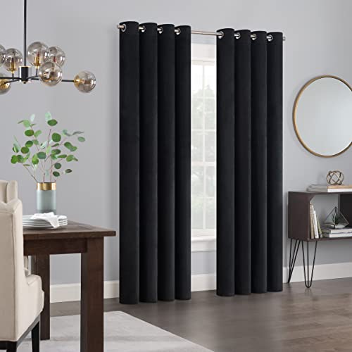 Rideaux en velours occultants de luxe noirs pour chambre à coucher Eclipse - 2