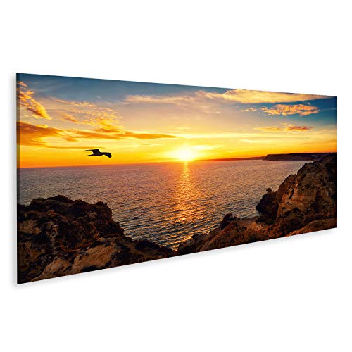 Quadro Moderno Tramonto Spiaggia Su Tela - Beige E Blu, Per Soggiorno E Corridoio | Stampa Alta Qualità