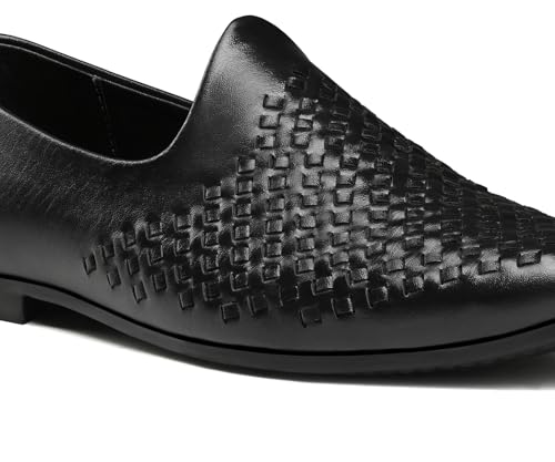 Image of LOUIS STITCH Men's Ethnic Weaved Textured Slip On Mojari's | Stylish Nagra Juti for Men | Lightweight and Comfortable Stylish Juti's and Mojari's for Kurta Pajama | LSAXNGWE