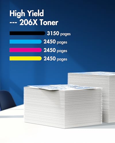Image of 206X Replacement for HP 206X Toner Cartridges 4 Pack M283fdn M255nw | Replacement for HP Color LaserJet MFP M283fdw M283cdw M255dw M283 M255( 4 Pack with Chip)