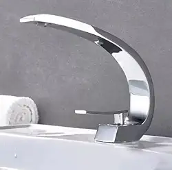 Torneira Monocomando Luxo para Banheiro, Design Curvo, 3 Cores Disponíveis, Misturador para Lavatório (Cinza Cromado)